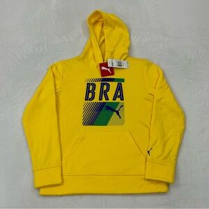 Brazil Brasil BRA Soccer Futbol Puma Yellow Athletic Hoodie Sweatshirt Youth M